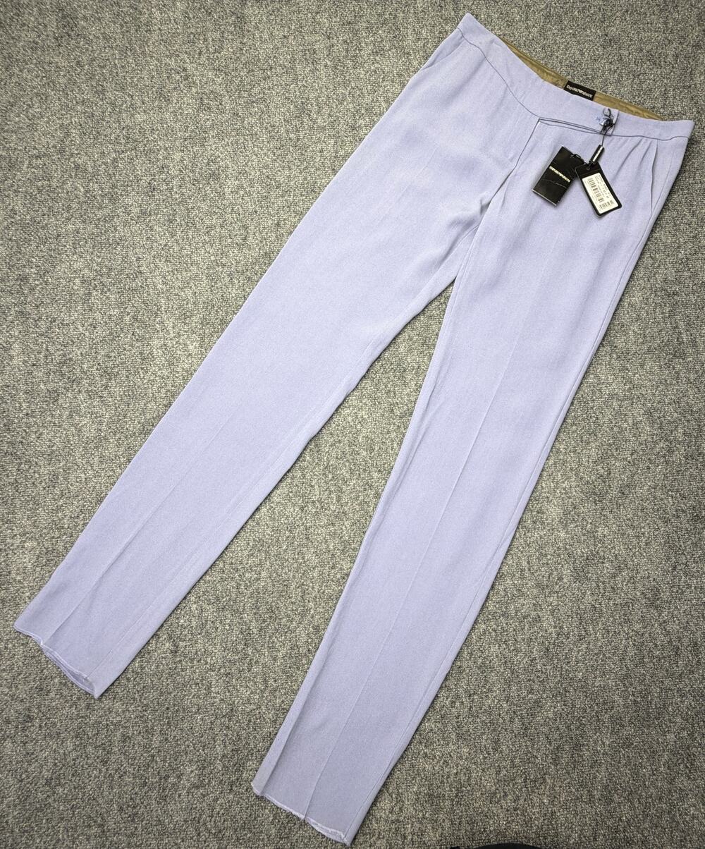 Emporio Armani Womens Pants Size 42EU 6US Lilac Blue Crepe Trousers NWT
